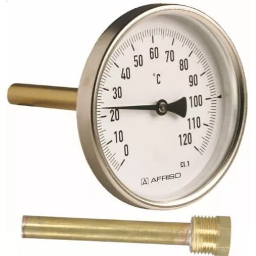 UIN-63803_0 Термометр аксиальный Afriso Bith 1/2" биметалический, сталь, 100мм гильза (63803)