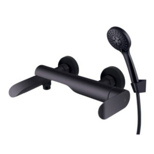 Смеситель для ванны Rubineta Ultra 10 K BK SW настенный, черный матовый + ручная лейк