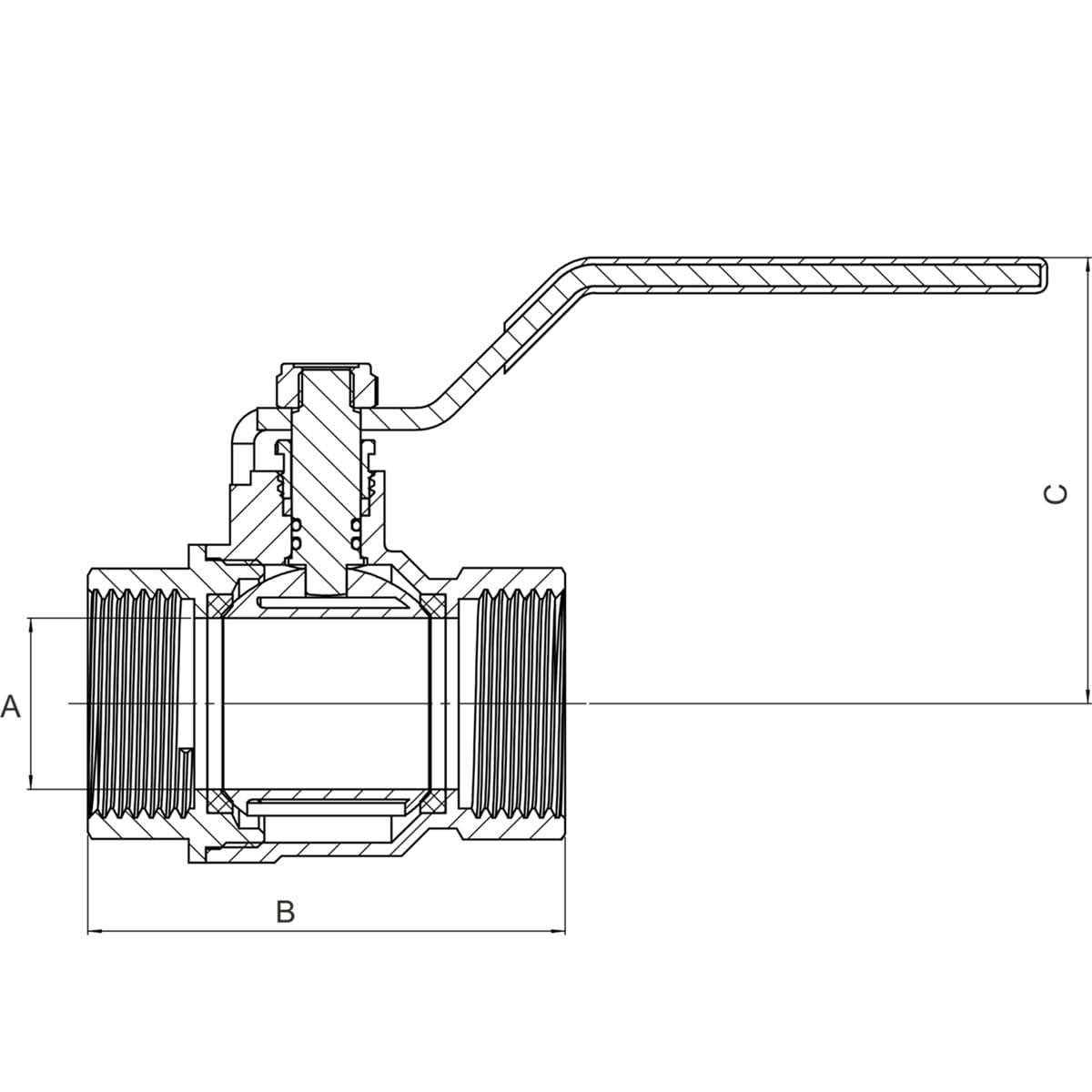 AKD57198_2 Шаровой кран ASG+ 1/2 ВВ прямой, латунь (6553007)