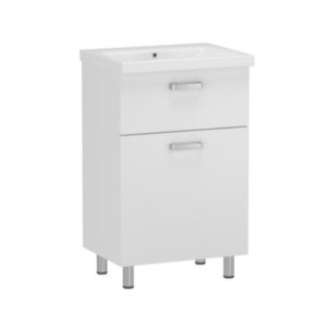 Тумба в ванную RJ Flora-L 600х450 напольная, с умывальником Moduo K116-011, белая (RJFU042-0160WHSET)