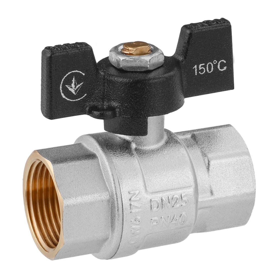 CV033211_1 Шаровой кран Kroner 1″ ВВ прямой, латунь (KN-06/3)