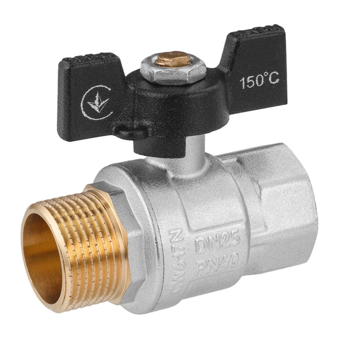 CV033212_1 Шаровой кран Kroner 1″ ВН прямой, латунь (KN-06/2)