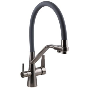 Смеситель для кухни Globus Lux GLLR-0801-L-08-02 двухрычажный, сатин/серый