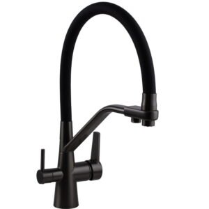 Смеситель для кухни Globus Lux GLLR-0801-L-11-01 двухрычажный, черный/графит