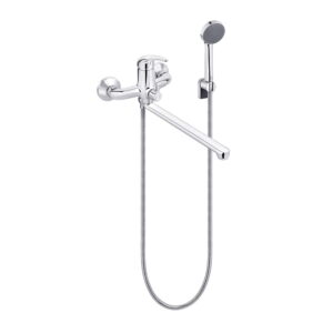 Смеситель для ванны PERLA Ray настенный, латунь хромированная + ручная лейка