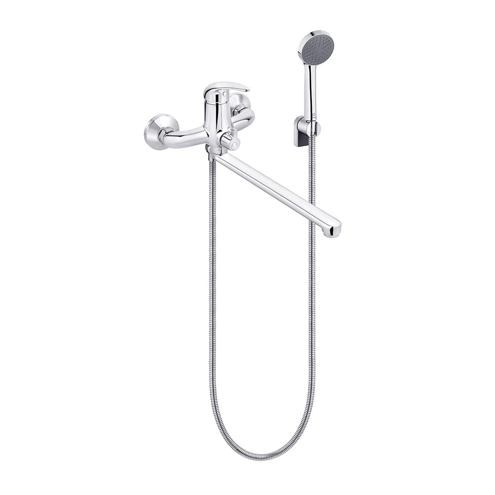 PUD-PBZ2389-2 Смеситель для ванны PERLA Ray настенный, латунь хромированная + ручная лейка