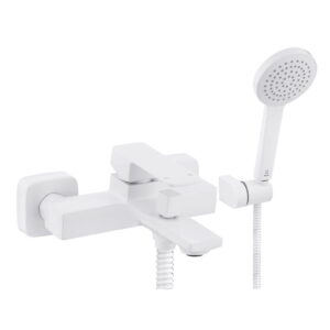 Смеситель для ванны PERLA Robin настенный, латунь, белый