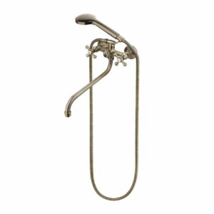 Смеситель для ванны PERLA Valencia настенный, бронза + ручная лейка