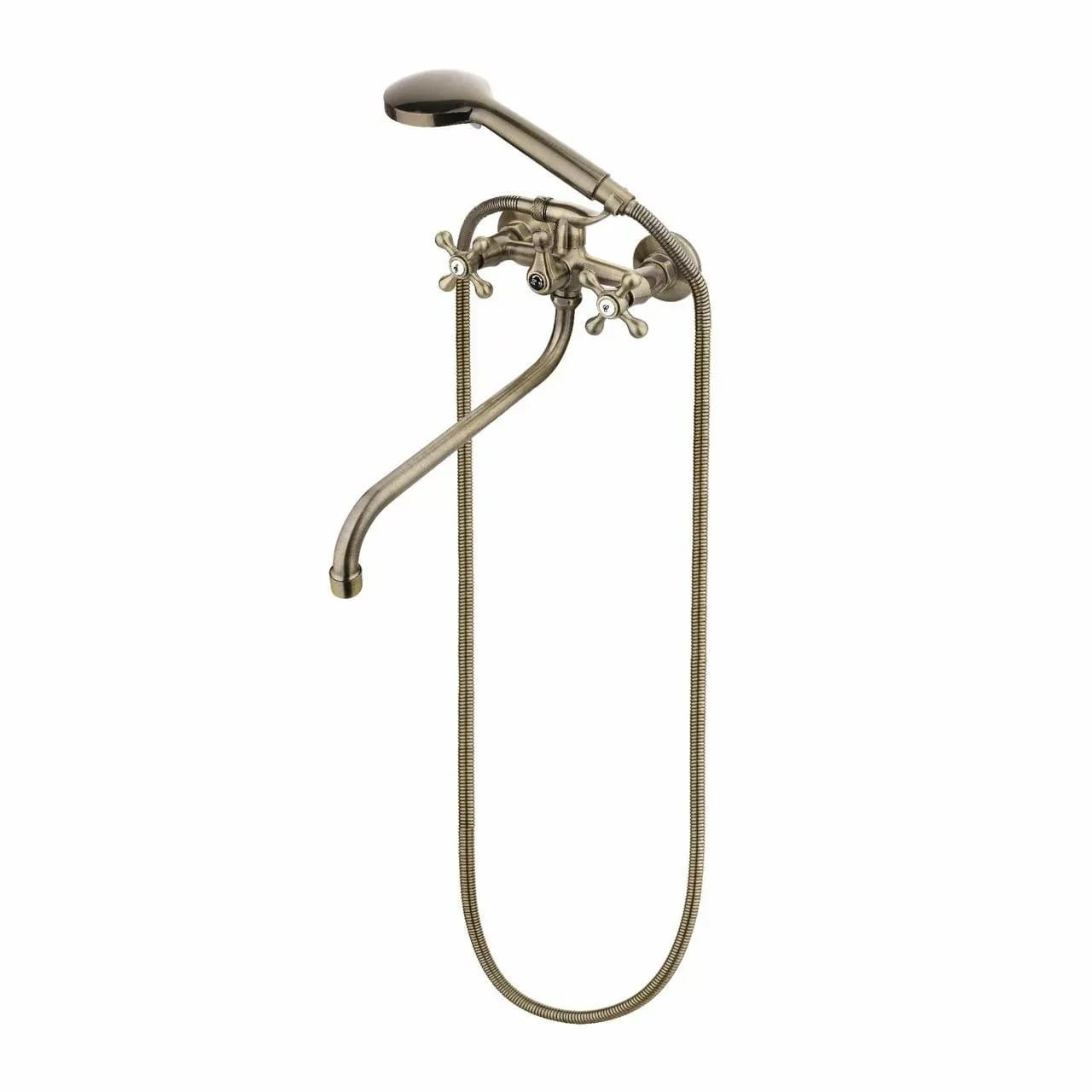 PUD-PSH13049BR Смеситель для ванны PERLA Valencia настенный, бронза + ручная лейка