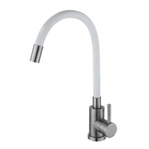 Смеситель для кухни WEZER EKO4X-01W однорычажный, белый/графит