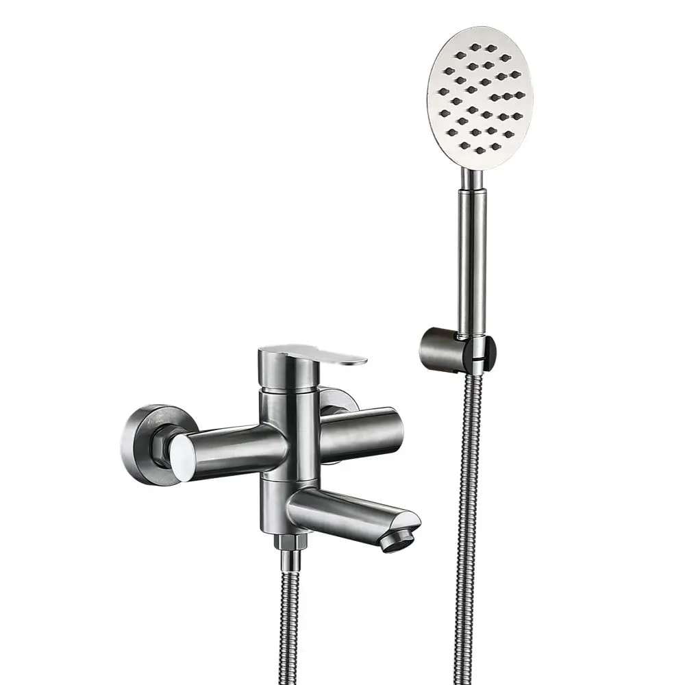 SQ-1039005 Смеситель для ванны WEZER EKO3-09 однорычажный, нержавеющая сталь, сатин + ручная лейка