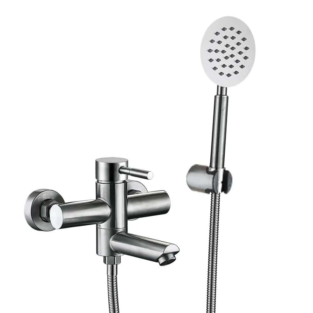 SQ-1039148 Смеситель для ванны WEZER EKO3-01 однорычажный, нержавеющая сталь, сатин + ручная лейка