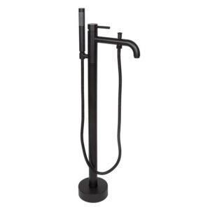 Смеситель для ванны WEZER EKO19A-01 напольный, нержавеющая сталь, черный + ручная лейка