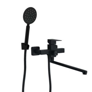 Смеситель для ванны WEZER PRO7-02 однорычажный, нержавеющая сталь, черный + ручная лейка