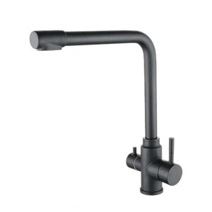 Смеситель для кухни WEZER EKO4C-01-GUNGREY двухрычажный, графит