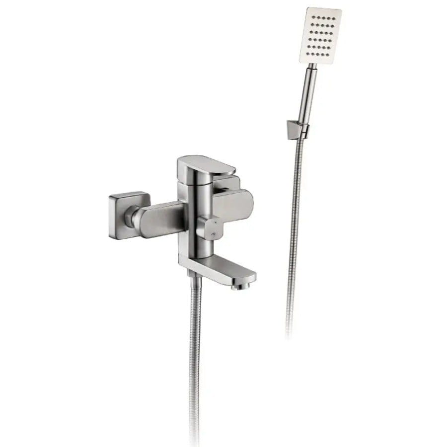 SQ-1055183 Смеситель для ванны WEZER ODA3-15 однорычажный, нержавеющая сталь, сатин + ручная лейка