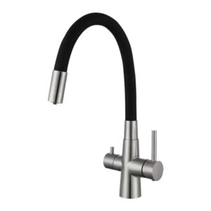 Смеситель для кухни WEZER INX4C-08B двухрычажный, сатин/черный