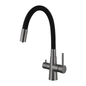 Смеситель для кухни WEZER INX4C-08-GUNGREY двухрычажный, графит/черный