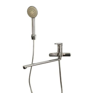 Смеситель для ванны WEZER NKL1-146 однорычажный, силумин, хром + ручная лейка