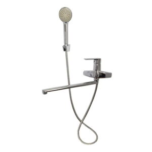 Смеситель для ванны WEZER NKM1-439 однорычажный, силумин, хром + ручная лейка