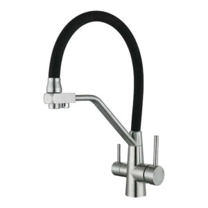 Смеситель для кухни WEZER INX4A-08B двухрычажный, сатин/черный