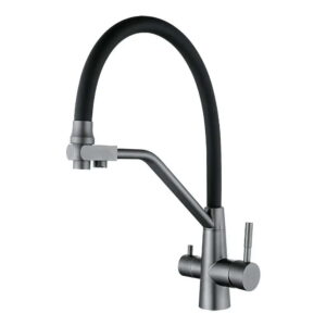 Смеситель для кухни WEZER INX4A-08 двухрычажный, графит/черный