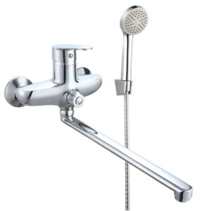 Смеситель для ванны WEZER VRL714-07 однорычажный, силумин, хром + ручная лейка