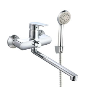 Смеситель для ванны WEZER VRL715-10 однорычажный, силумин, хром + ручная лейка