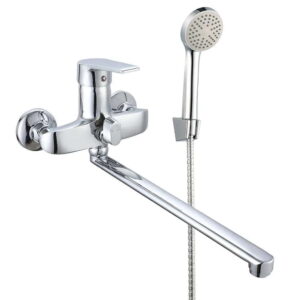 Смеситель для ванны WEZER VRL717-10 однорычажный, силумин, хром + ручная лейка