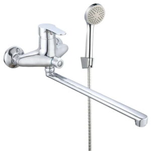 Смеситель для ванны WEZER VRL724-14 однорычажный, силумин, хром + ручная лейка