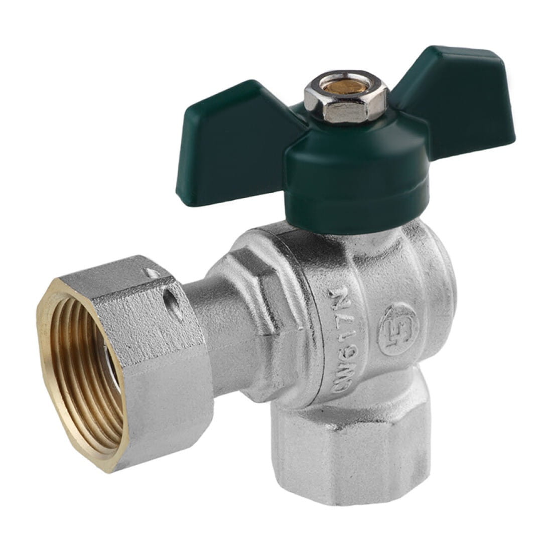 SVR-CV023021_1 Шаровой кран с накидной гайкой STA LB 1/2″ ВВ угловой, латунь (CV023021)