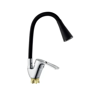 Смеситель для кухни Champion YUB 011-181 с силиконовым изливом, хром/чёрный