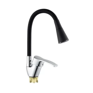 Смеситель для кухни Champion YUB 011-279 с силиконовым изливом, хром/чёрный