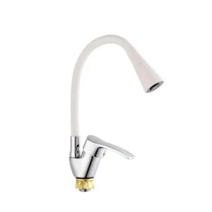 Смеситель для кухни Champion YUB 011-279 с силиконовым изливом, хром/белый