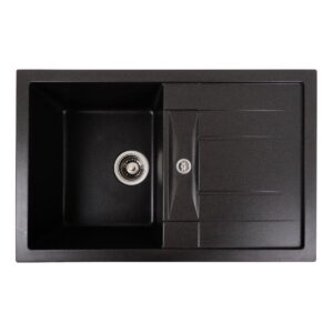 Гранитная мойка Valeso Troya 780x500 врезная, прямоугольная, черная матовая