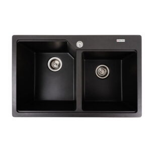 Гранитная мойка Valeso Harmony 780x500 врезная, прямоугольная, черная матовая