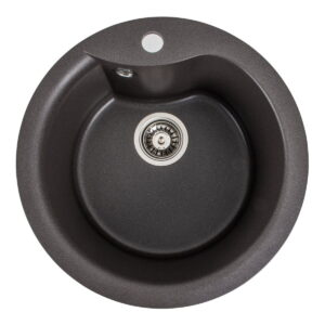 Гранитная мойка Valeso Turas 480x480 врезная, круглая, черная матовая