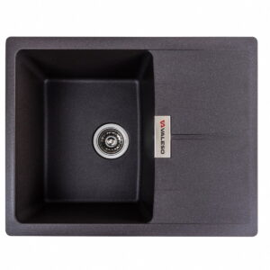 Гранитная мойка Valeso Zirkone 620x500 накладная, прямоугольная, черная матовая