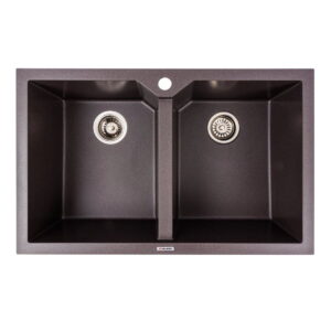 Гранитная мойка Valeso Viatrix 790x500 врезная, прямоугольная, черная матовая