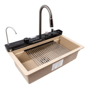 Многофункциональная мойка Valeso Evanora 750x460 накладная, гранит, бежевая матовая