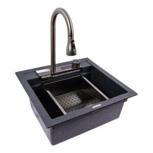 Многофункциональная мойка Valeso Viva 510x490 врезная, гранит, черная матовая
