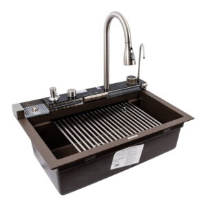 Многофункциональная мойка Valeso Irena 680x460 накладная, гранит, коричневая матовая