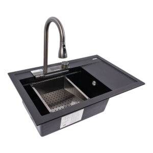 Многофункциональная мойка Valeso Atrum 790x500 накладная, гранит, черная матовая