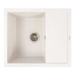 Гранітна мийка Valeso Reyna 580x500 накладна, прямокутна, біла в крапку