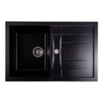 Гранітна мийка Valeso Troya 780x500 накладна, прямокутна, чорна матова