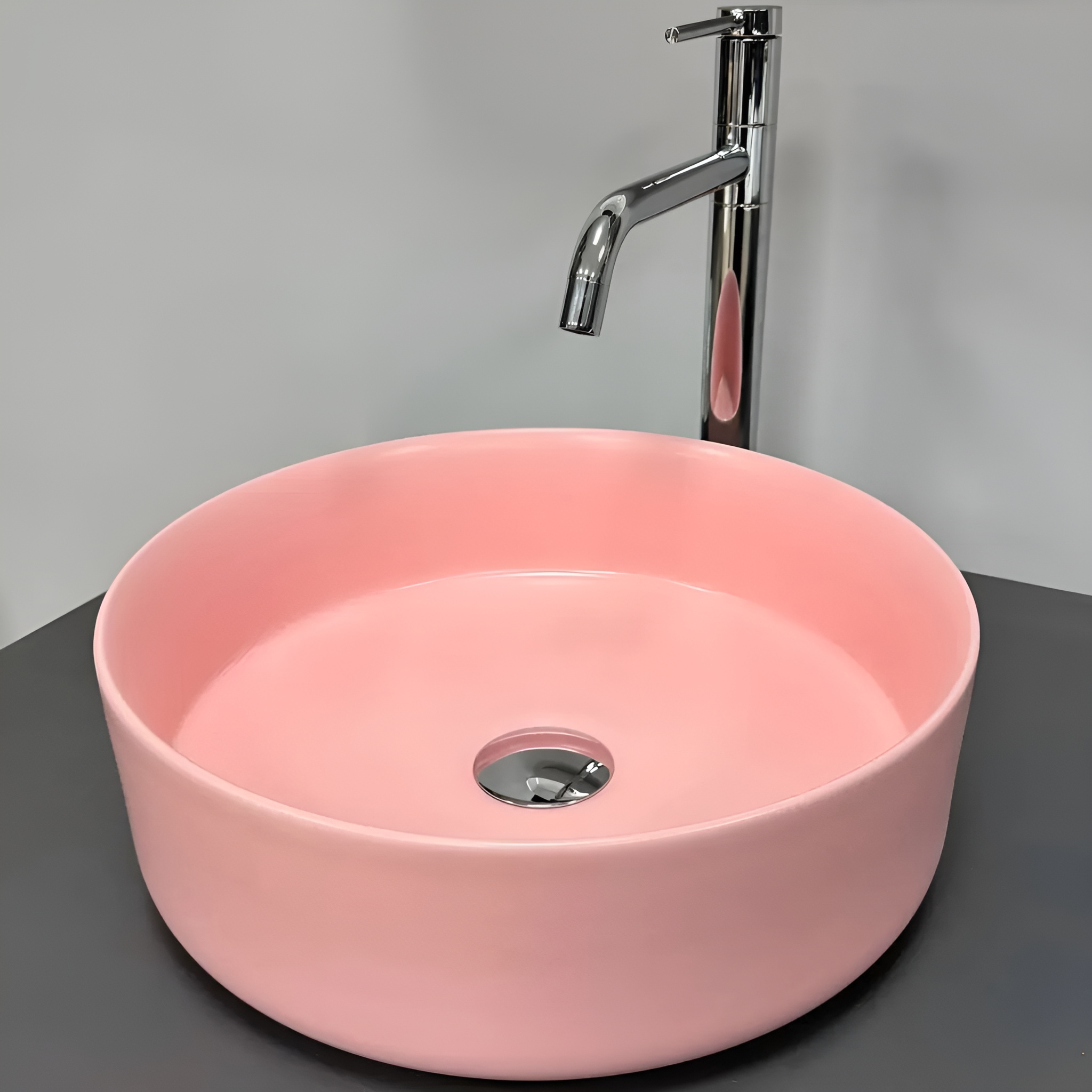 RM-VBI-011417_1 Умывальник накладной VBI Prato 355x355 круглый, матовый розовый