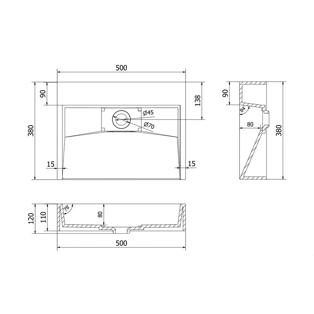 RM-VBI-019903_8 Умывальник подвесной VBI Este 500x380 1/O прямоугольный, чёрный
