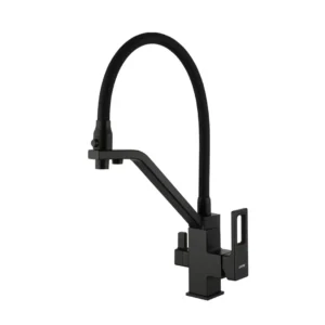 Смеситель для кухни GAPPO G4317-6 на две воды, с гибким изливом, черный