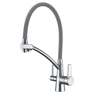 Смеситель для кухни GAPPO G4398-17 на две воды, с гибким изливом, серый/хром