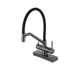 Смеситель для кухни GAPPO G4098-9, с водопадом, гибкий излив, оружейная сталь